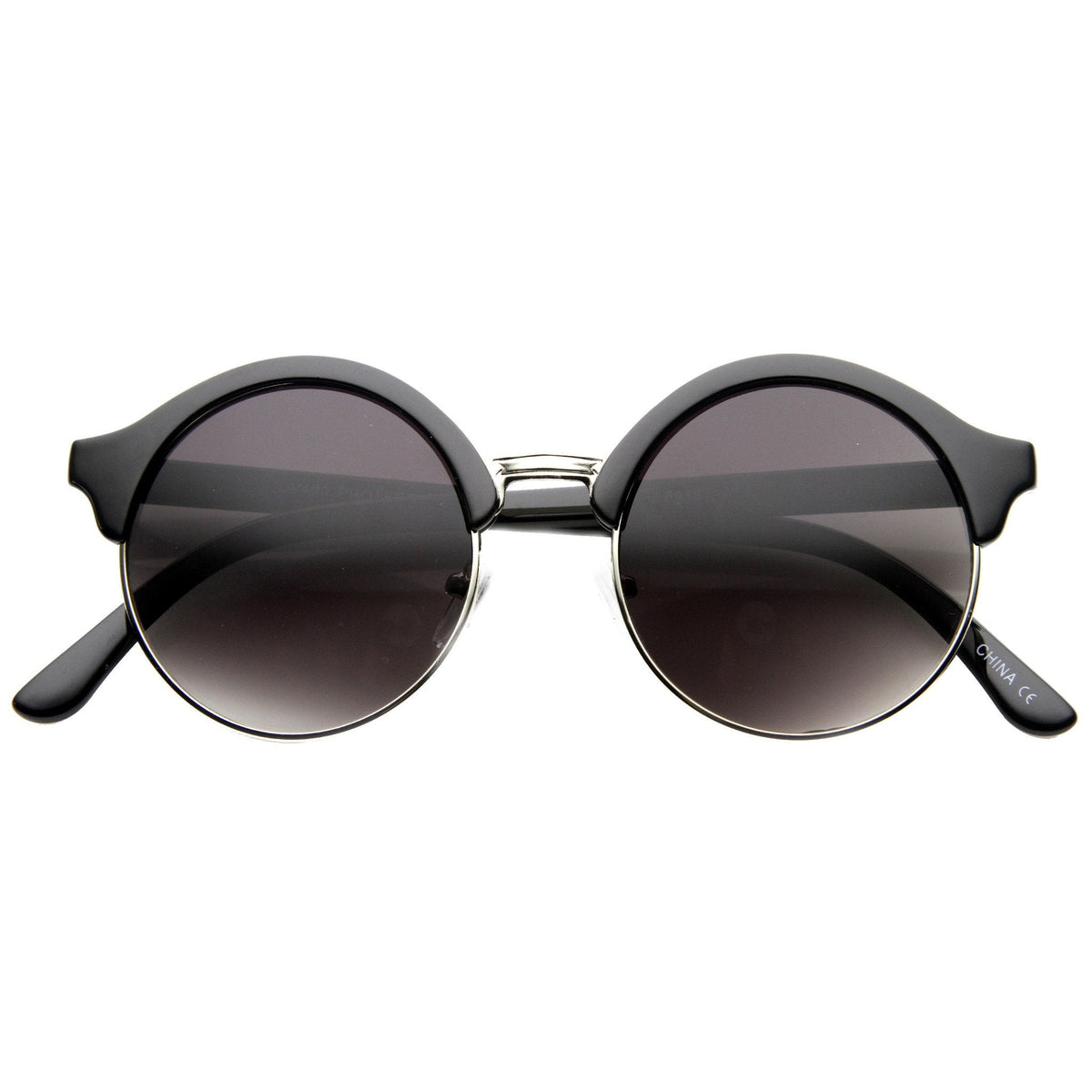 Dapper Half Frame Circle Vintage Steampunk Sunglasses