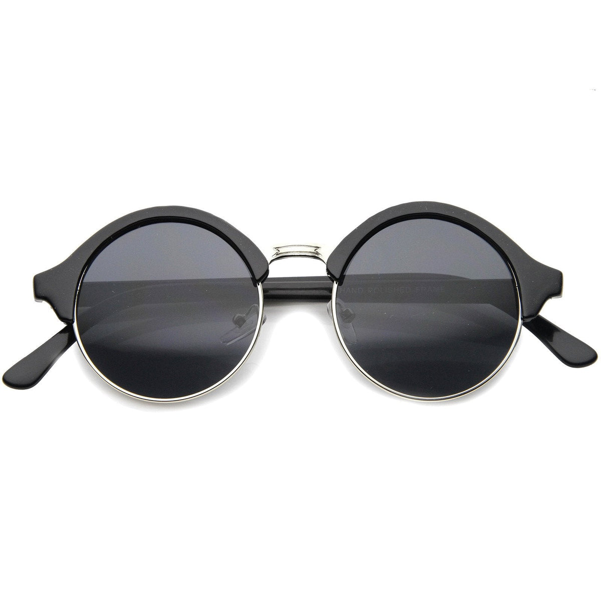 Dapper Half Frame Circle Vintage Steampunk Sunglasses