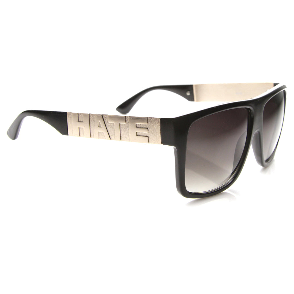 Love Hate Arm Detail Gradient Lens Square Sunglasses 9850