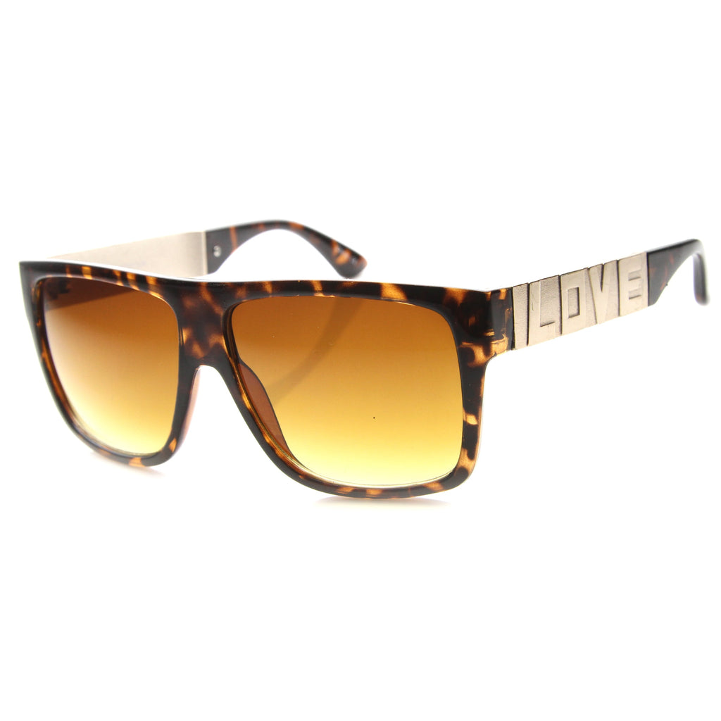 Love Hate Arm Detail Gradient Lens Square Sunglasses 9850