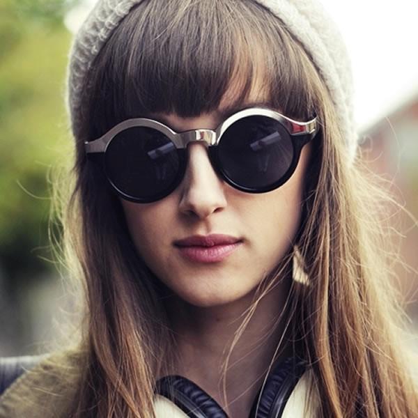 Women's Designer Two Tone Round Sunglasses 8606