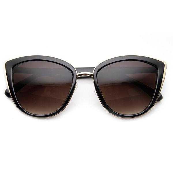 Designer Womens Oversize Metal Plastic Cat Eye Sunglasses 9207