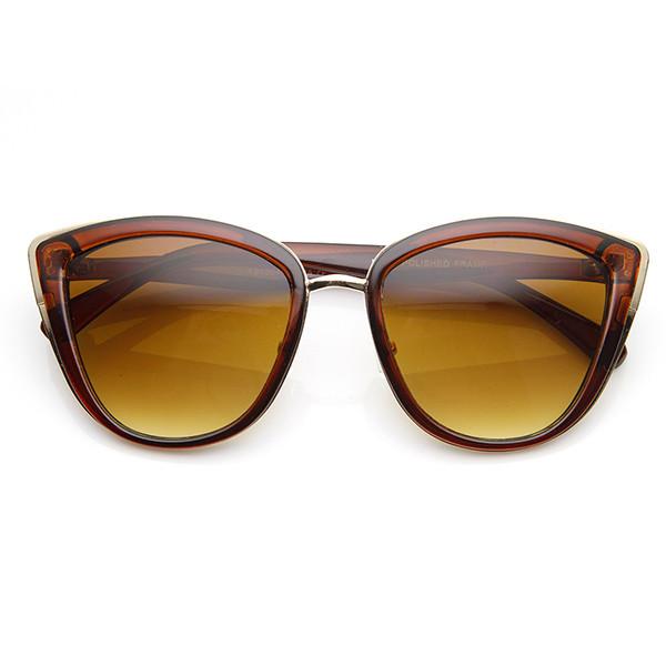 Designer Womens Oversize Metal Plastic Cat Eye Sunglasses 9207