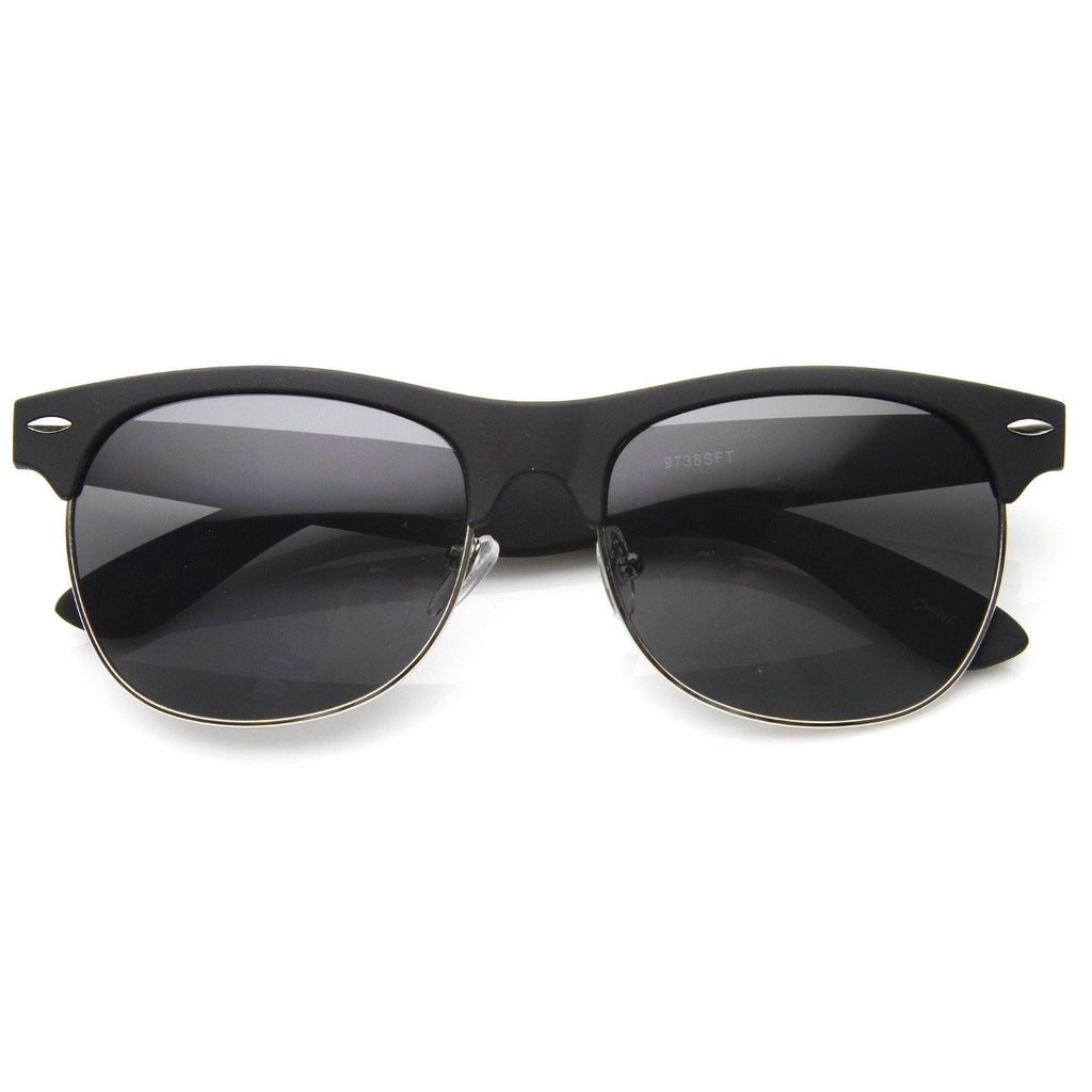 Retro Eyewear Fashion Soft Rubberized Half Frame Horned Rim Sunglasses 8913