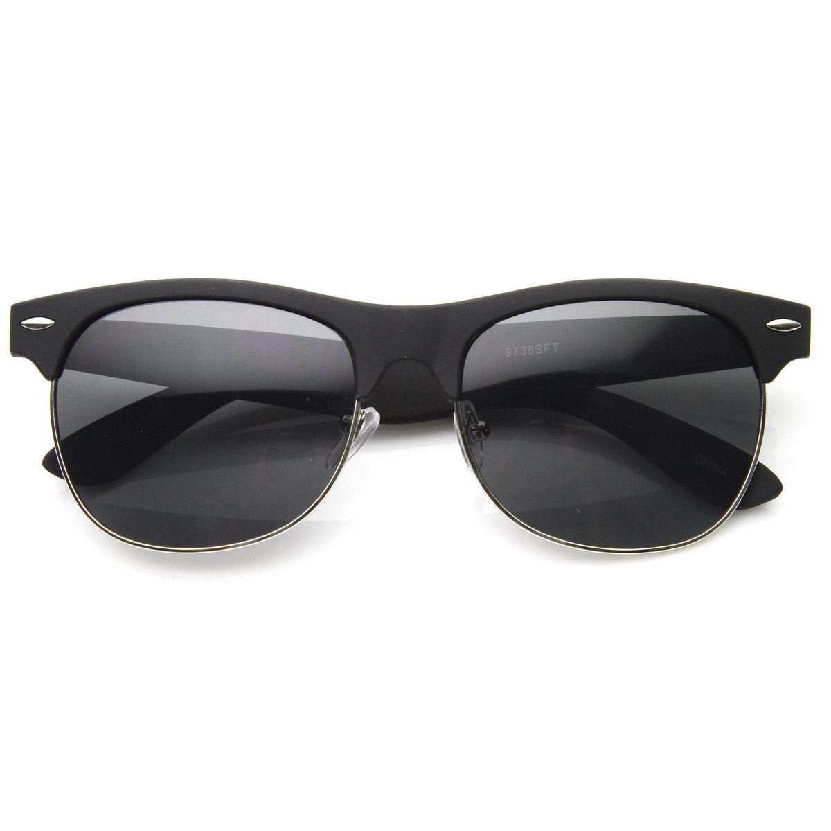 Retro Eyewear Fashion Soft Rubberized Half Frame Horned Rim Sunglasses 8913