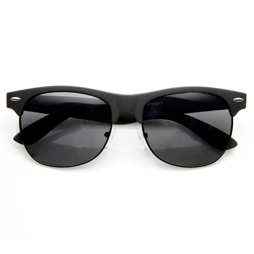 Retro Eyewear Fashion Soft Rubberized Half Frame Horned Rim Sunglasses 8913