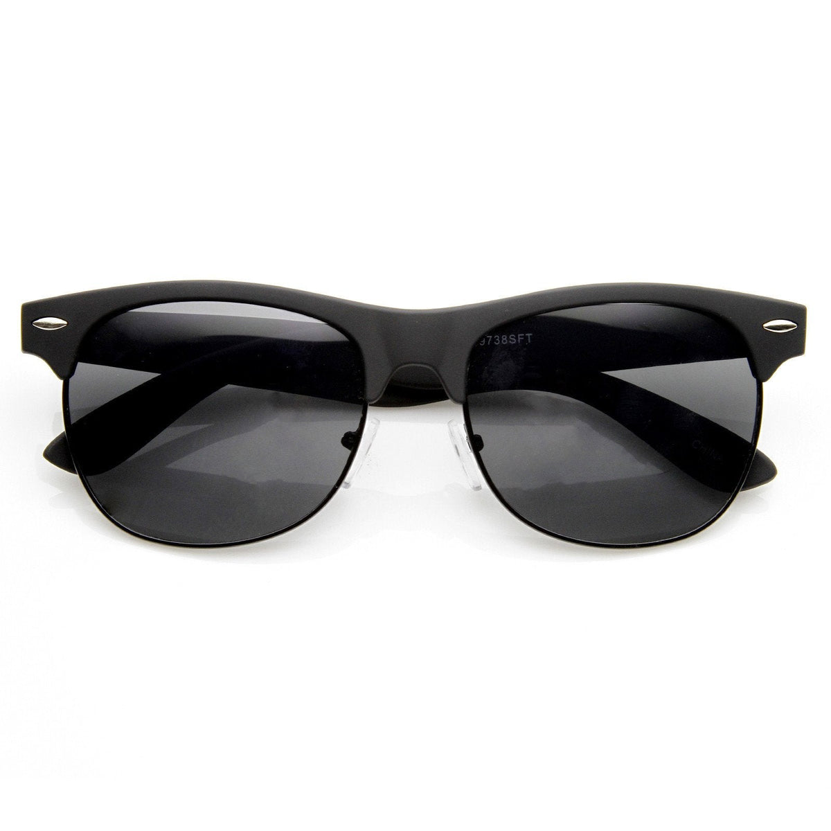 Retro Eyewear Fashion Soft Rubberized Half Frame Horned Rim Sunglasses 8913