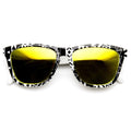 Indie Native Print Flash Mirrored Lens Horned Rim Sunglasses 9378