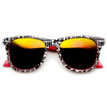 Native Print Two Tone Mirror Lens Horned Rim Sunglasses 9381