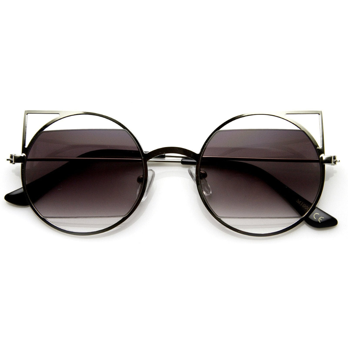 Women's Round Metal Laser Cut Cat Eye Sunglasses 9122