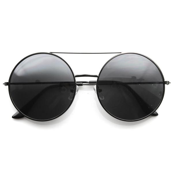 Designer Oversize Metal Bridge Round Womens Sunglasses 8596