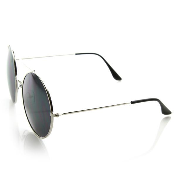 Designer Oversize Metal Bridge Round Womens Sunglasses 8596