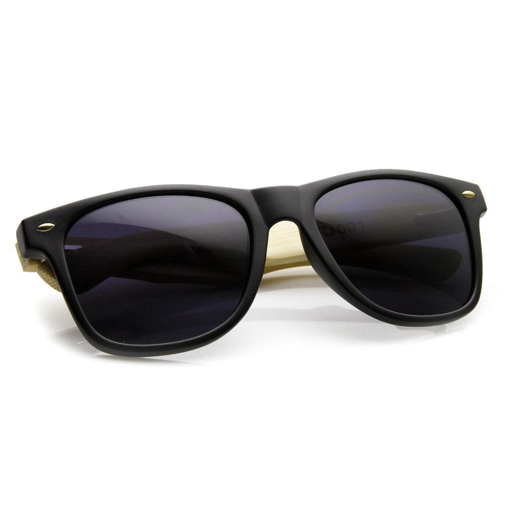Eco Friendly Genuine Bamboo Wood Temple Horned Rim Sunglasses 9304