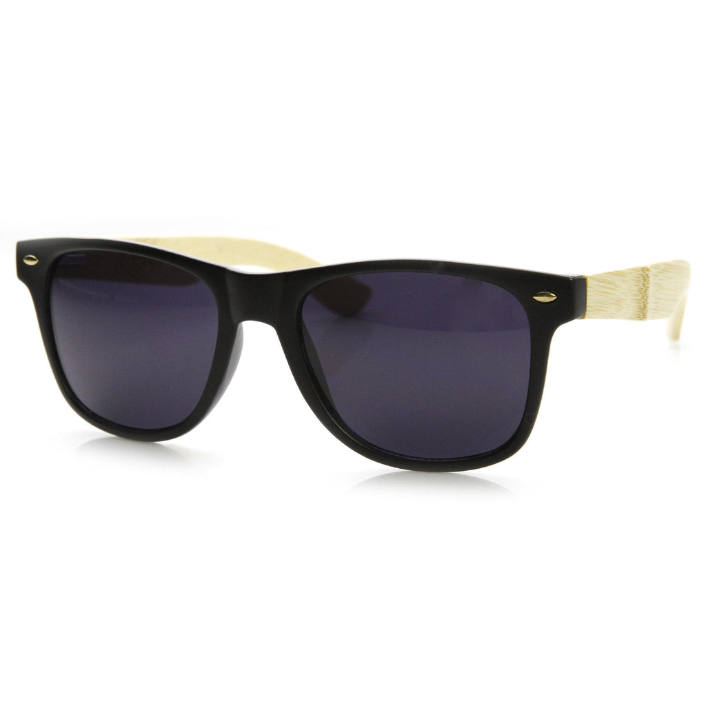 Eco Friendly Genuine Bamboo Wood Temple Horned Rim Sunglasses 9304