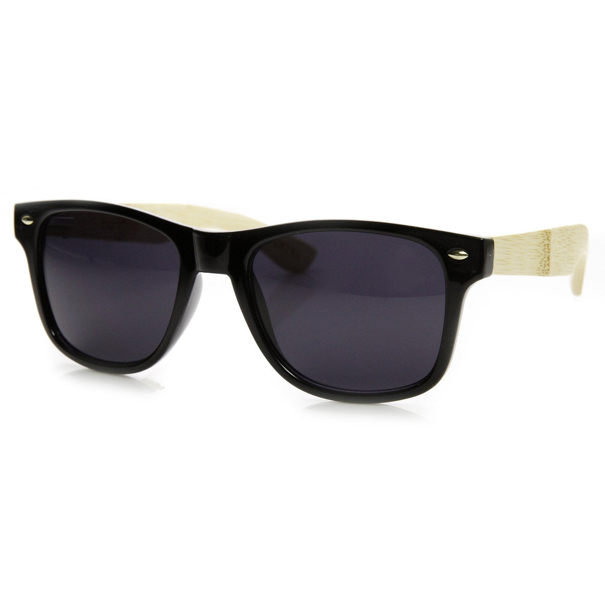 Eco Friendly Genuine Bamboo Wood Temple Horned Rim Sunglasses 9304