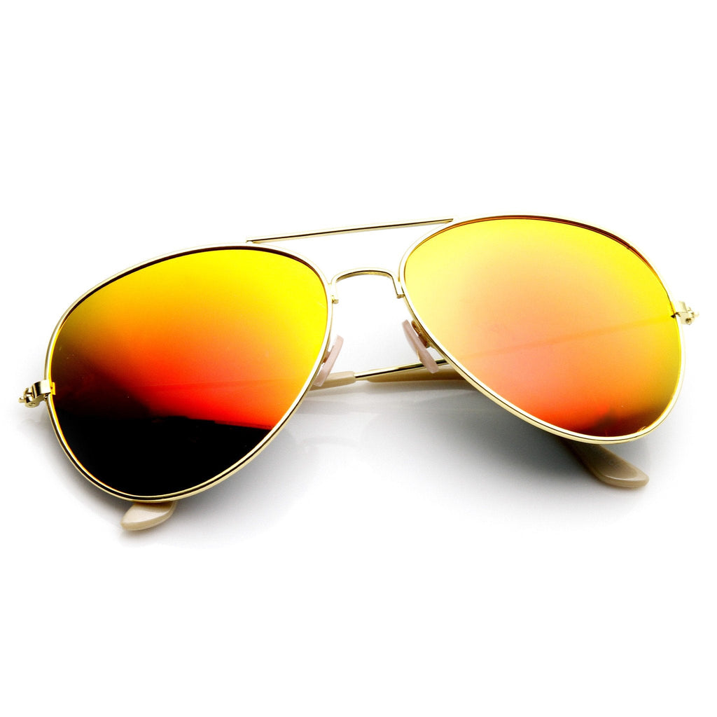 Large Full Metal Frame Aviator Flash Mirrorred Lenses 1491