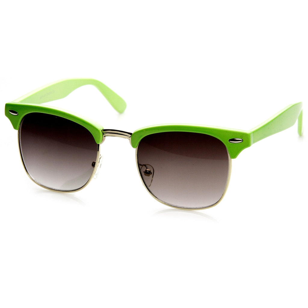 Retro Pastel Half Frame Horned Rim Sunglasses 9264
