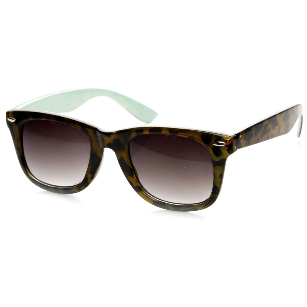 Retro Horned Rim Tortoise Pastel Two Tone Sunglasses 9166