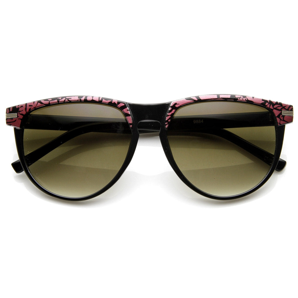 Retro Two Tone Pattern Large Horned RimSunglasses  9171