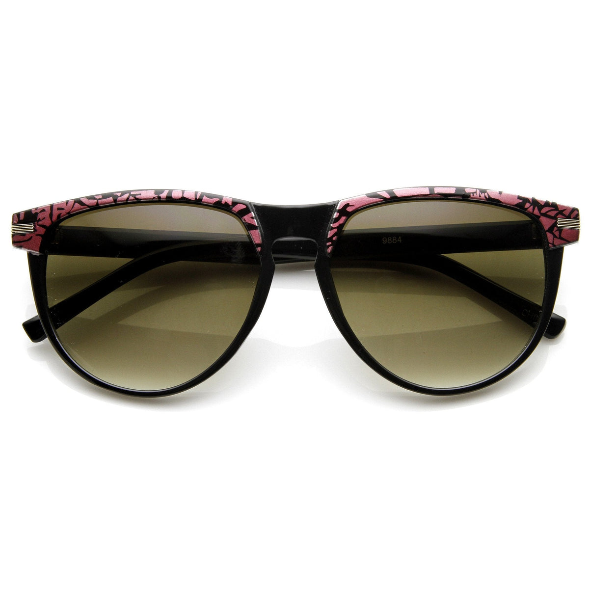 Retro Two Tone Pattern Large Horned RimSunglasses  9171