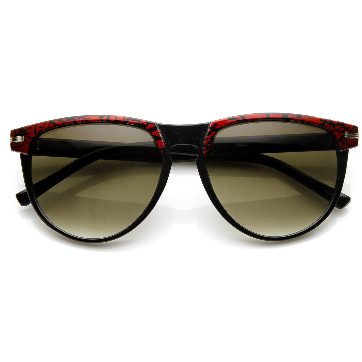 Retro Two Tone Pattern Large Horned RimSunglasses  9171