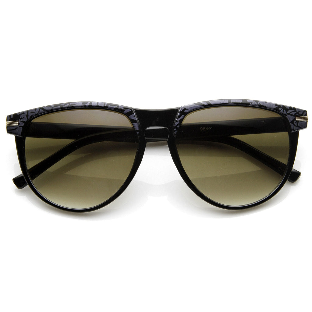 Retro Two Tone Pattern Large Horned RimSunglasses  9171