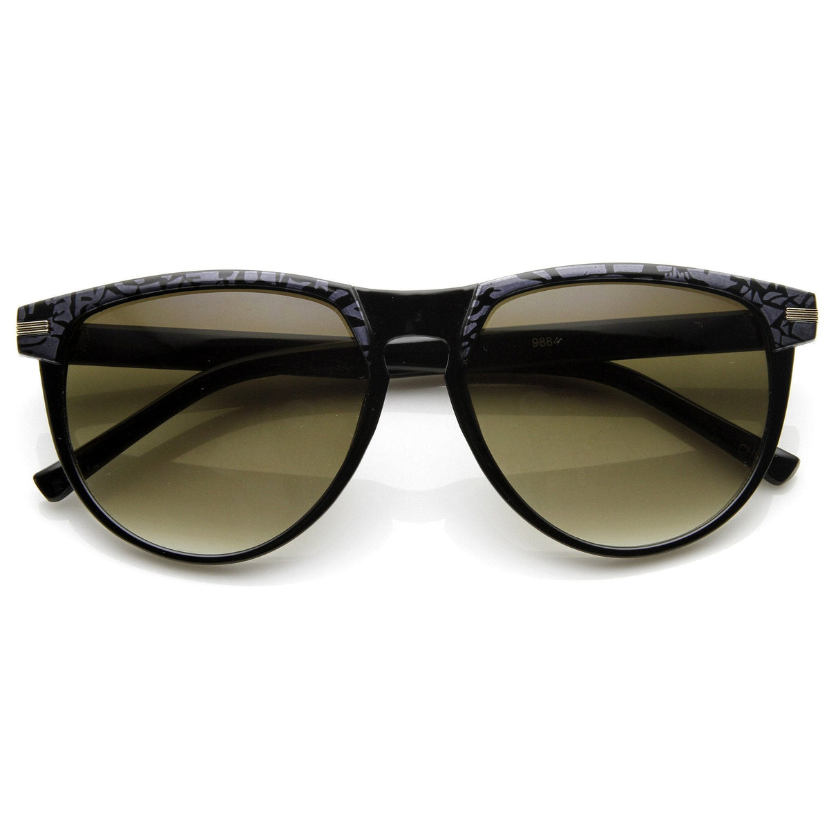 Retro Two Tone Pattern Large Horned RimSunglasses  9171