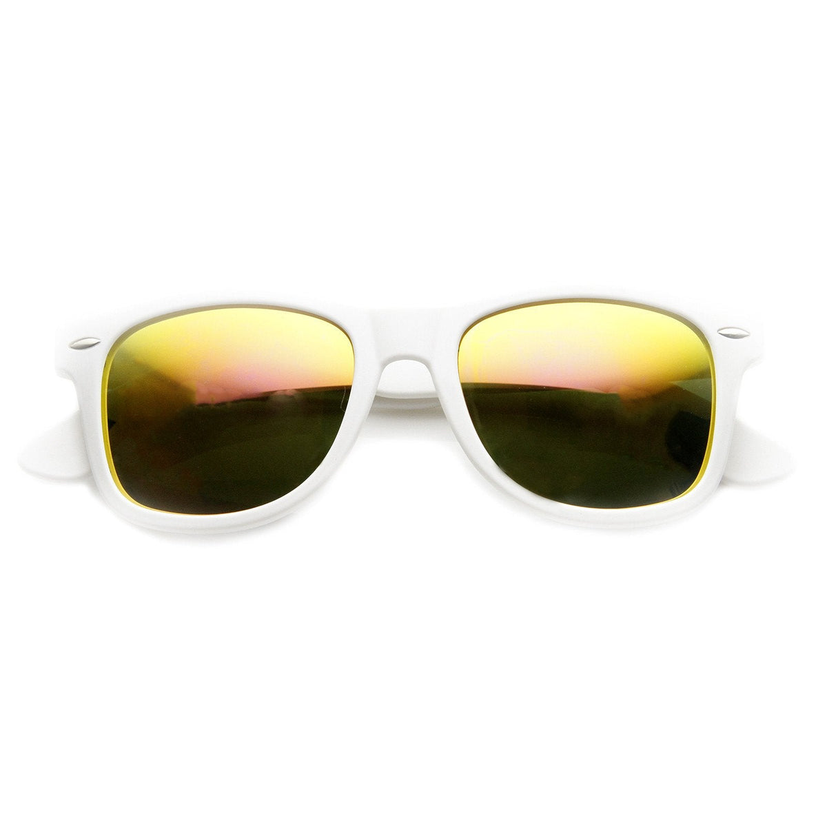 Retro Soft Rubber Intense Mirrored Lens Horned Rim Sunglasses 9101