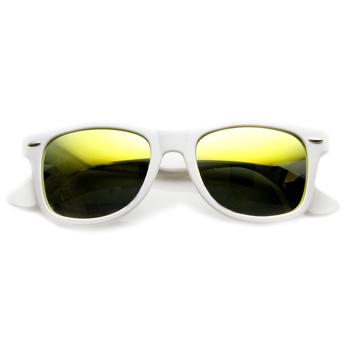 Retro Soft Rubber Intense Mirrored Lens Horned Rim Sunglasses 9101