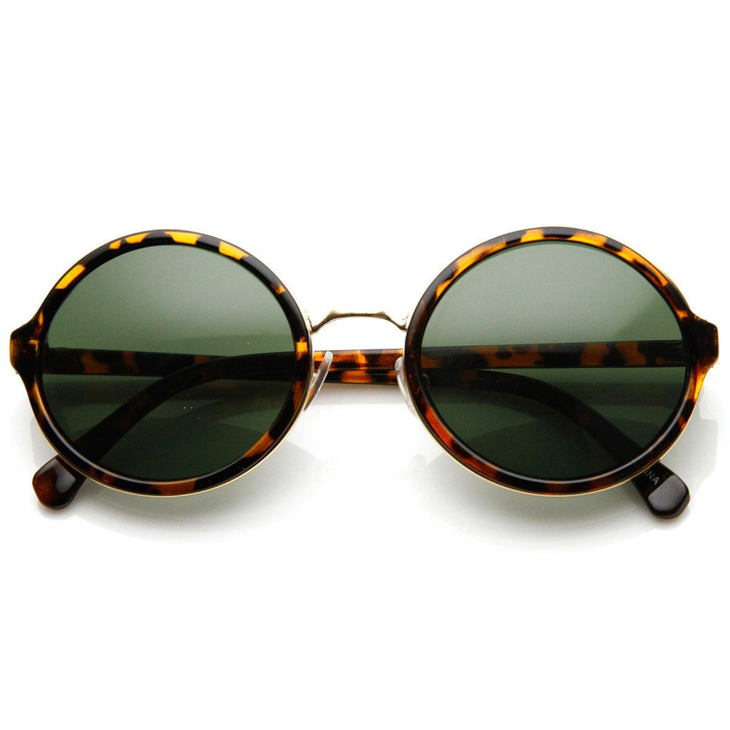 Vintage Steampunk Classic Round Sunglasses Metal Bridge 8407