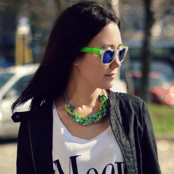 Retro Horned Rim Colorful Mirror Lens Sunglasses 8609