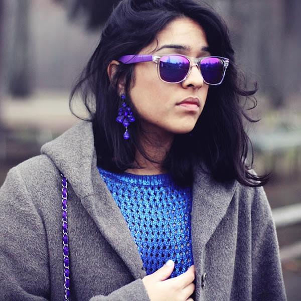 Retro Horned Rim Colorful Mirror Lens Sunglasses 8609