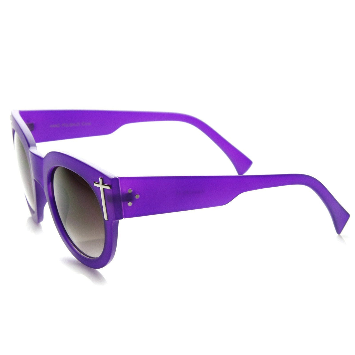 Womens Blogger Fashion Bold Oversize Cross Temple Round Sunglasses 9119