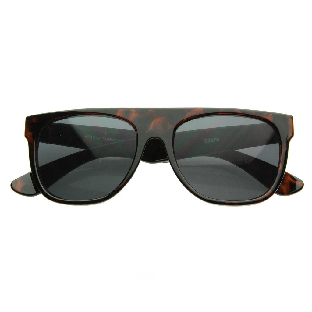 Celebrity Super Flat Top Retro Horned Rim Sunglasses 8066