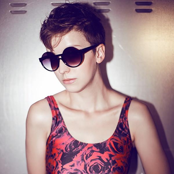 Womens Designer Fashion Oversize Round Half Frame Sunglasses 8786