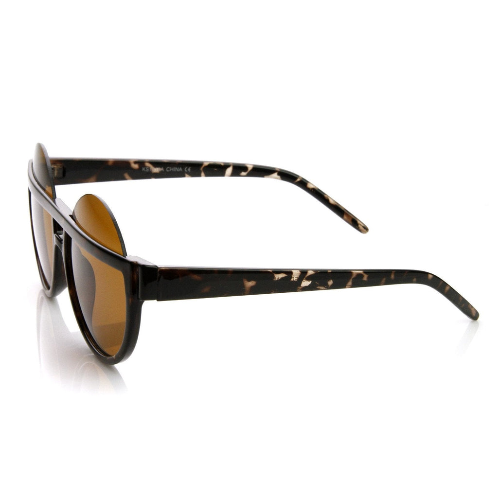 Womens Designer Fashion Oversize Round Half Frame Sunglasses 8786