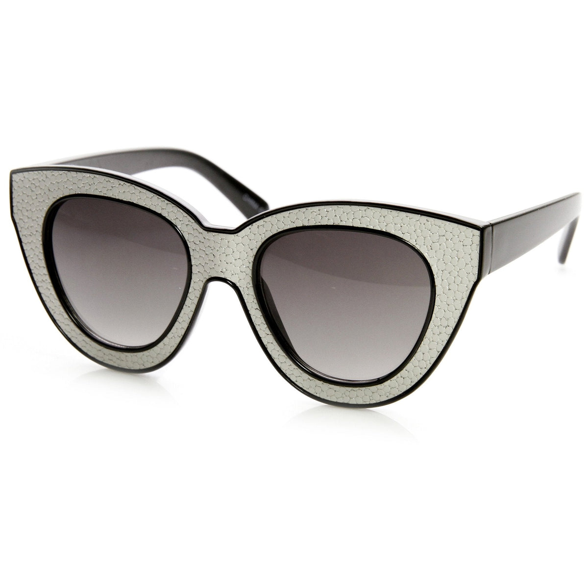 Womens Trendy Texture Block Cut Oversize Cat Eye Sunglasses 9284