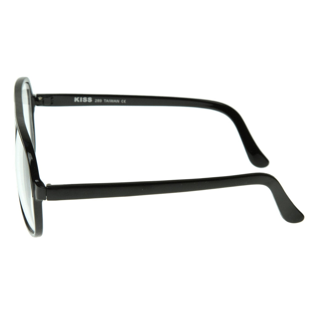 Retro 1980's Basic Square Aviator Clear Lens Glasses 8043