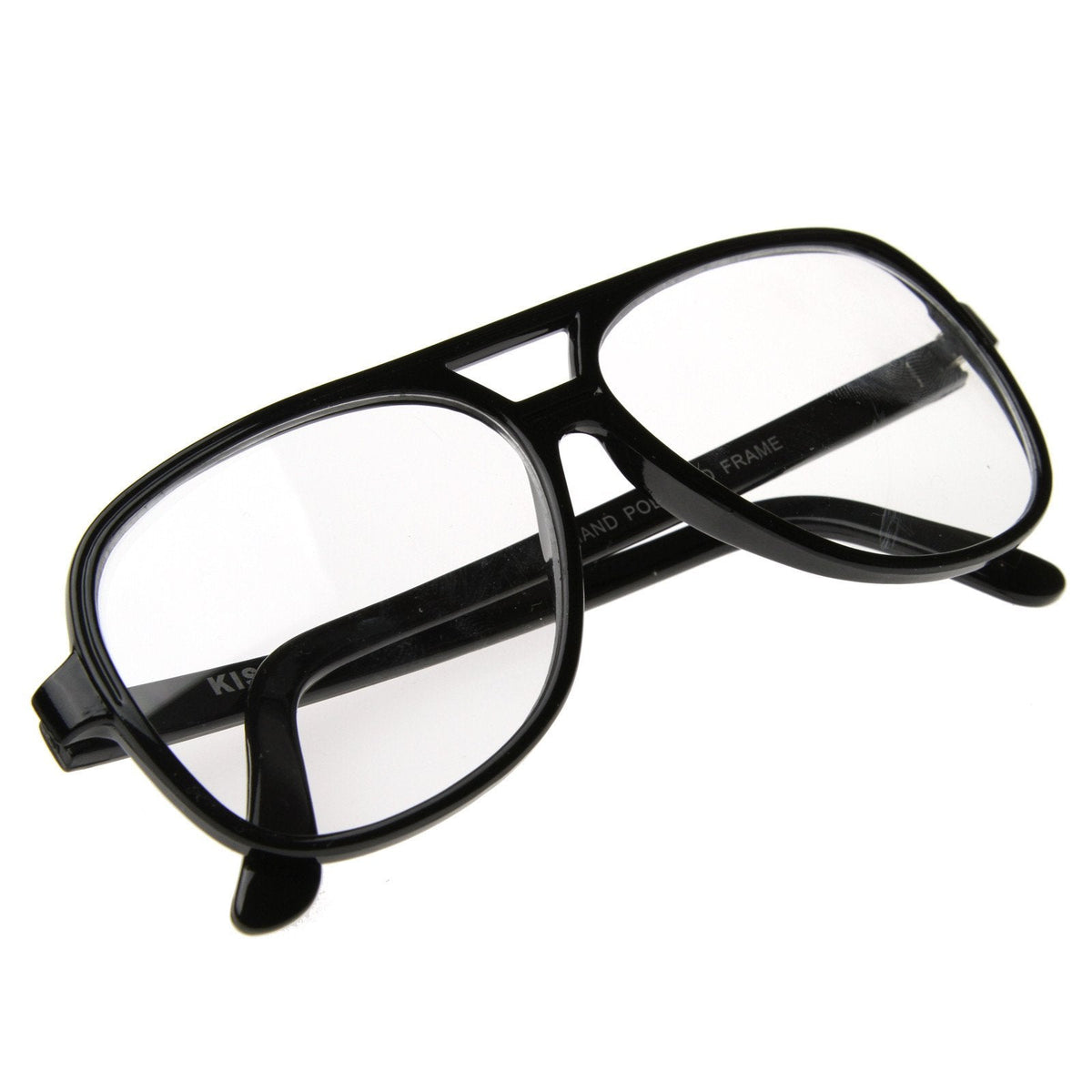 Retro 1980's Basic Square Aviator Clear Lens Glasses 8043