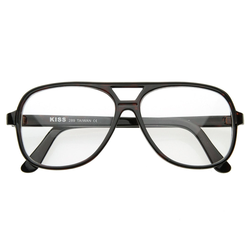 Retro 1980's Basic Square Aviator Clear Lens Glasses 8043