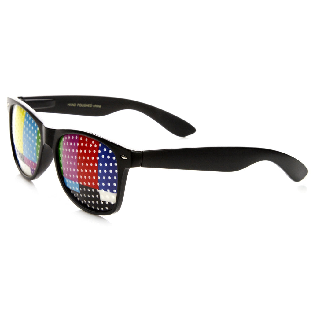 SMPTE Television Color Bars Poker Face Horned Rim Sunglasses 8858