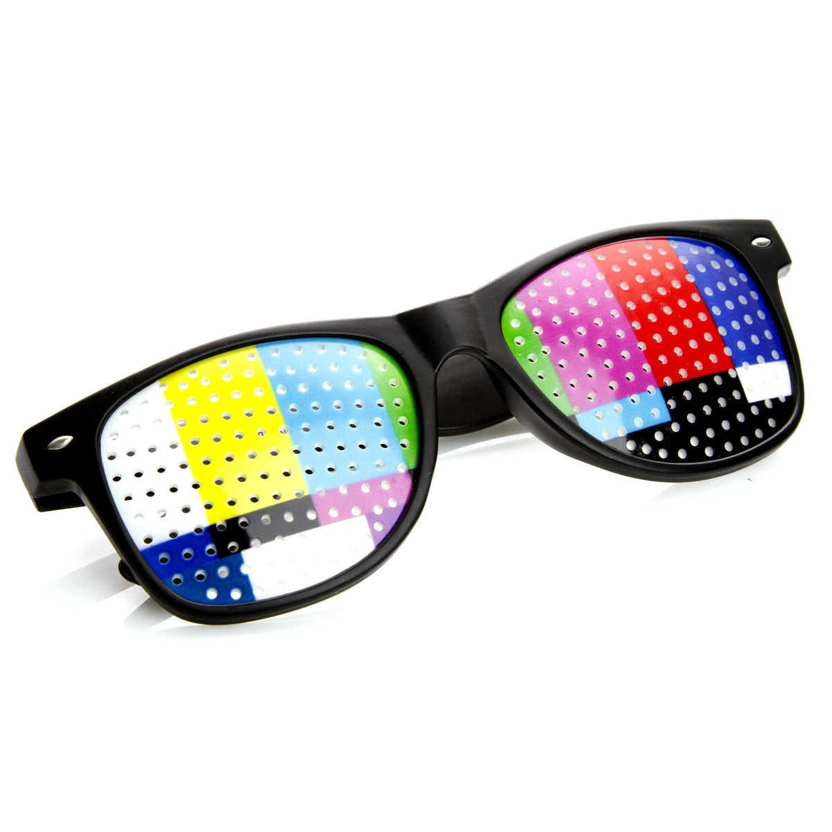 SMPTE Television Color Bars Poker Face Horned Rim Sunglasses 8858