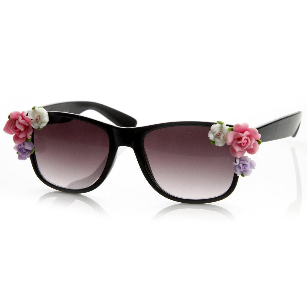 Spring Summer Flower Floral Horned Rim Sunglasses 8853