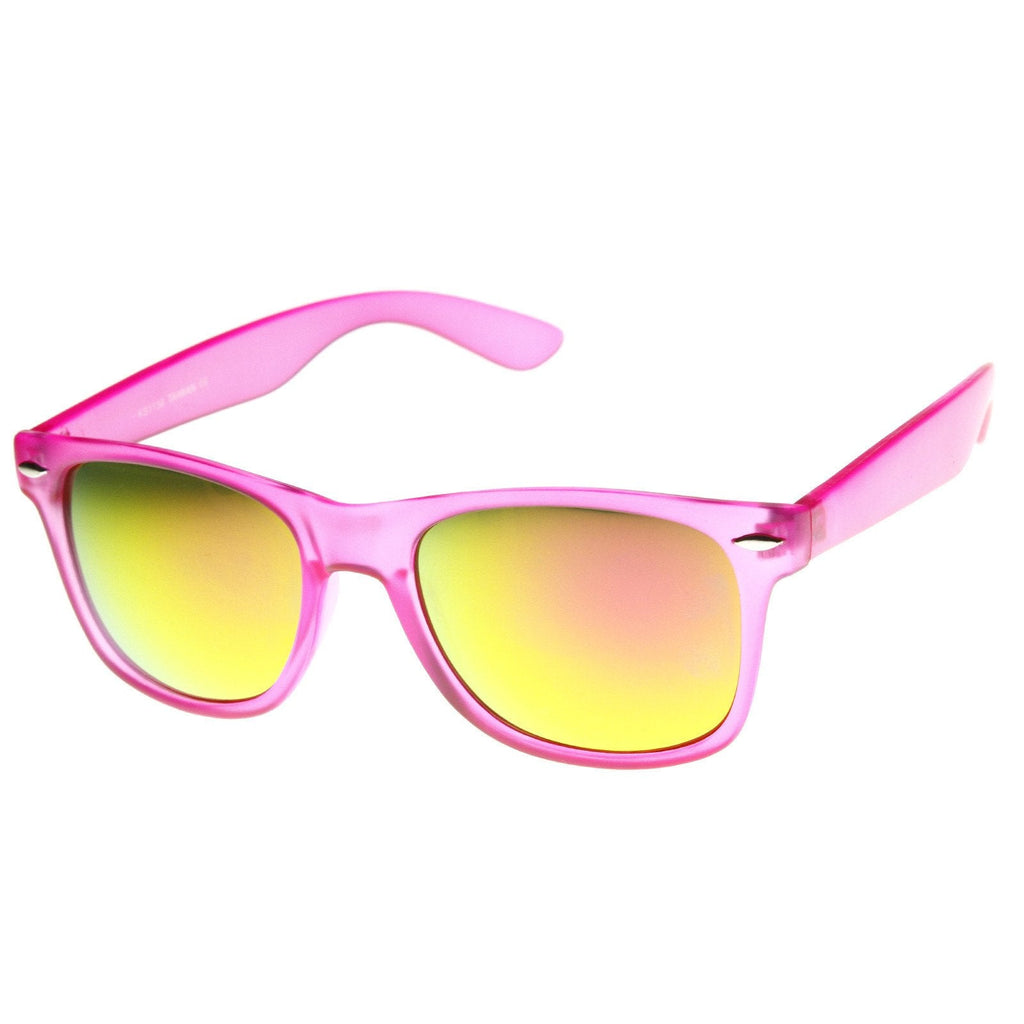 Super Bright Color Mirrored Lens Horned Rim Sunglasses 8128