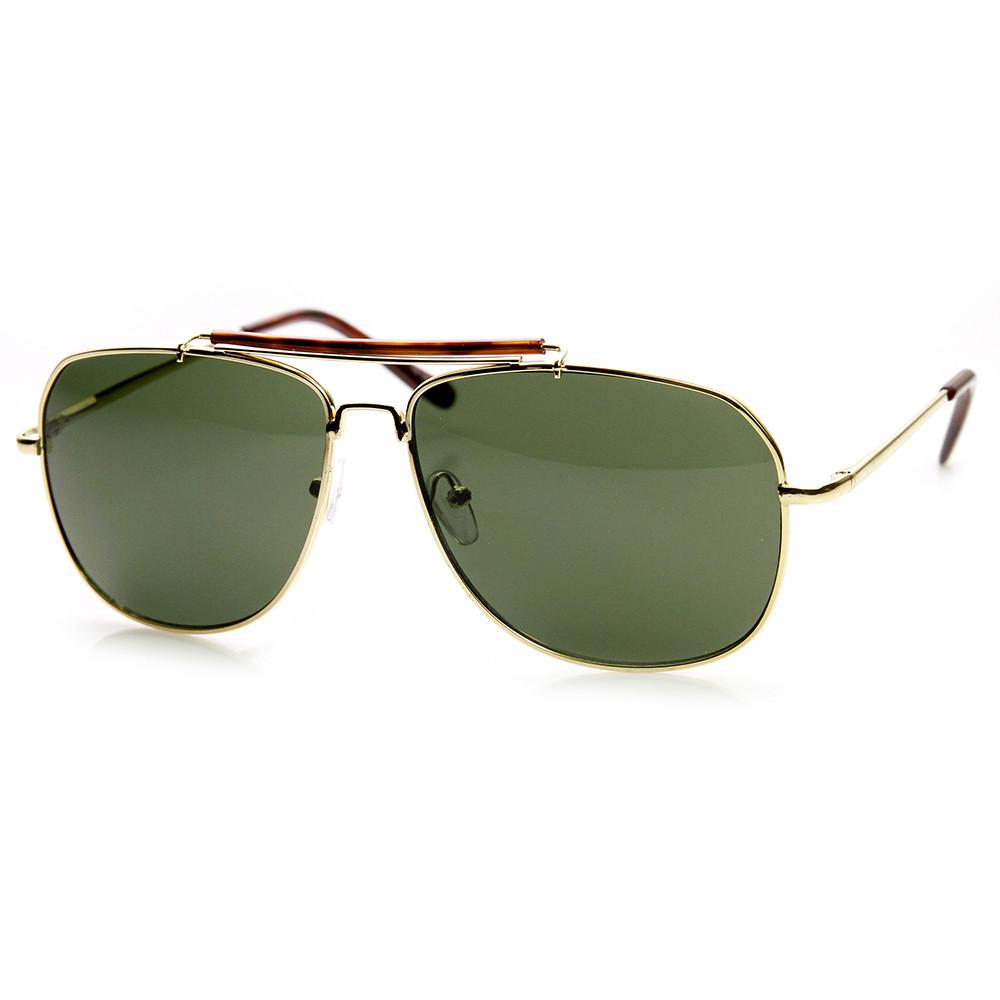 Retro Classic Square Crossbar Metal Aviator Sunglasses 9293
