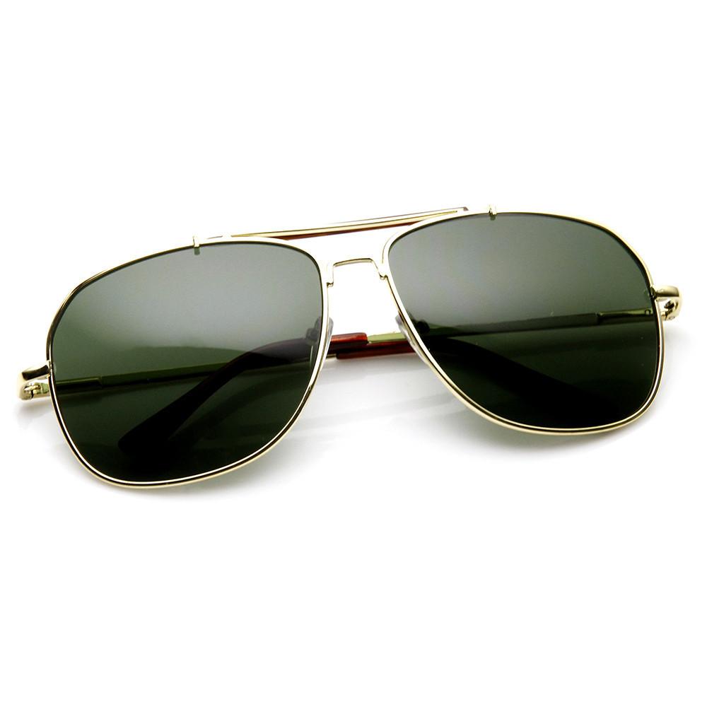 Retro Classic Square Crossbar Metal Aviator Sunglasses 9293