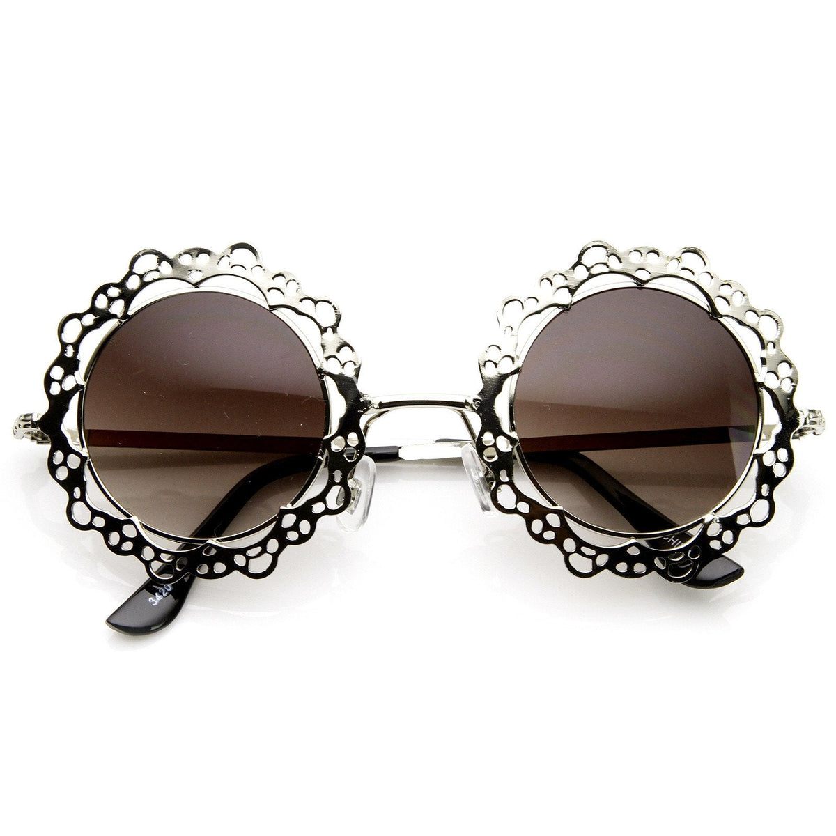 Womens Fashion Metal Lace Cut Round Circle Fashion Sunglasses 8963