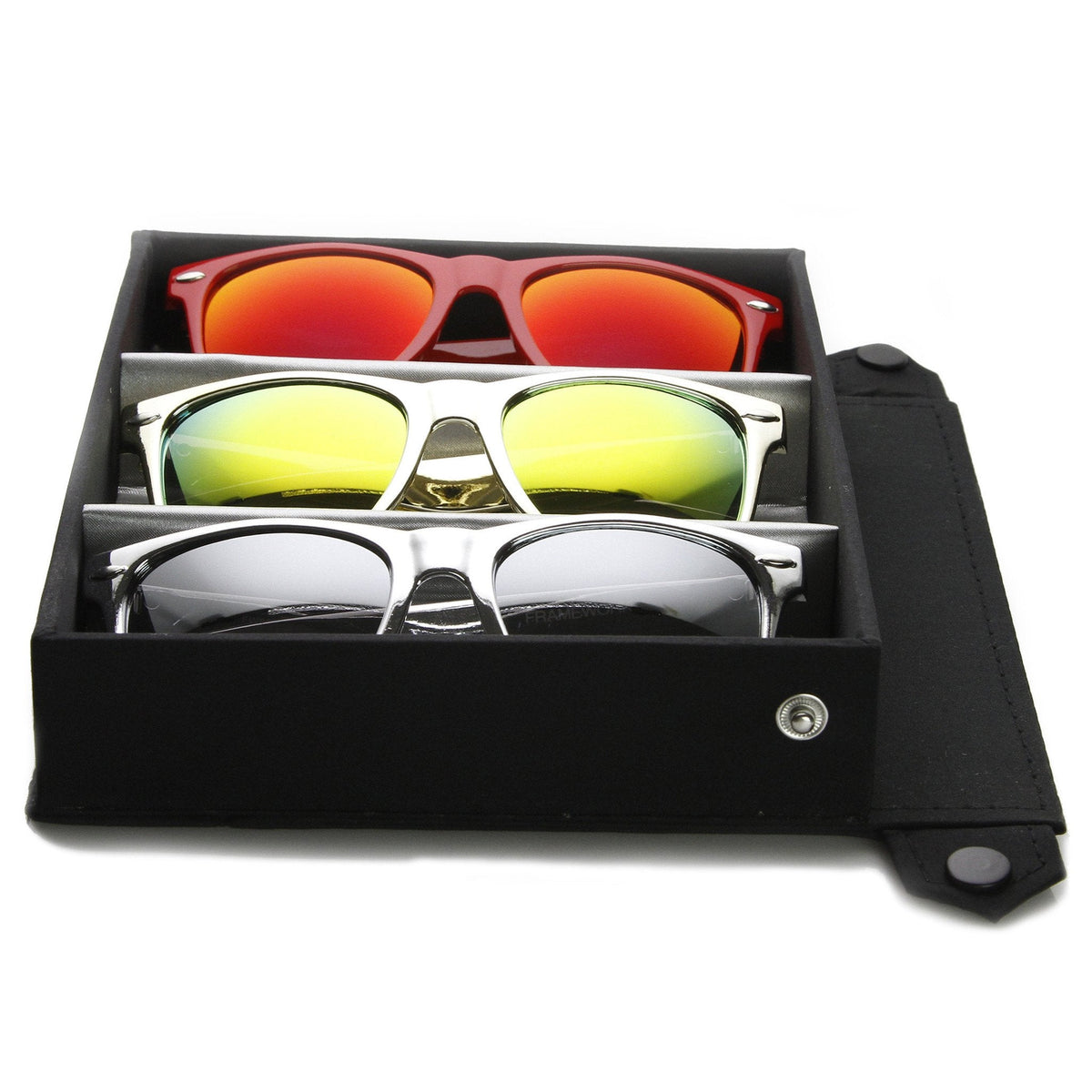 Limited Edition Flash Mirror Lens Horned Rim Sunglasses + Travel Case 8126