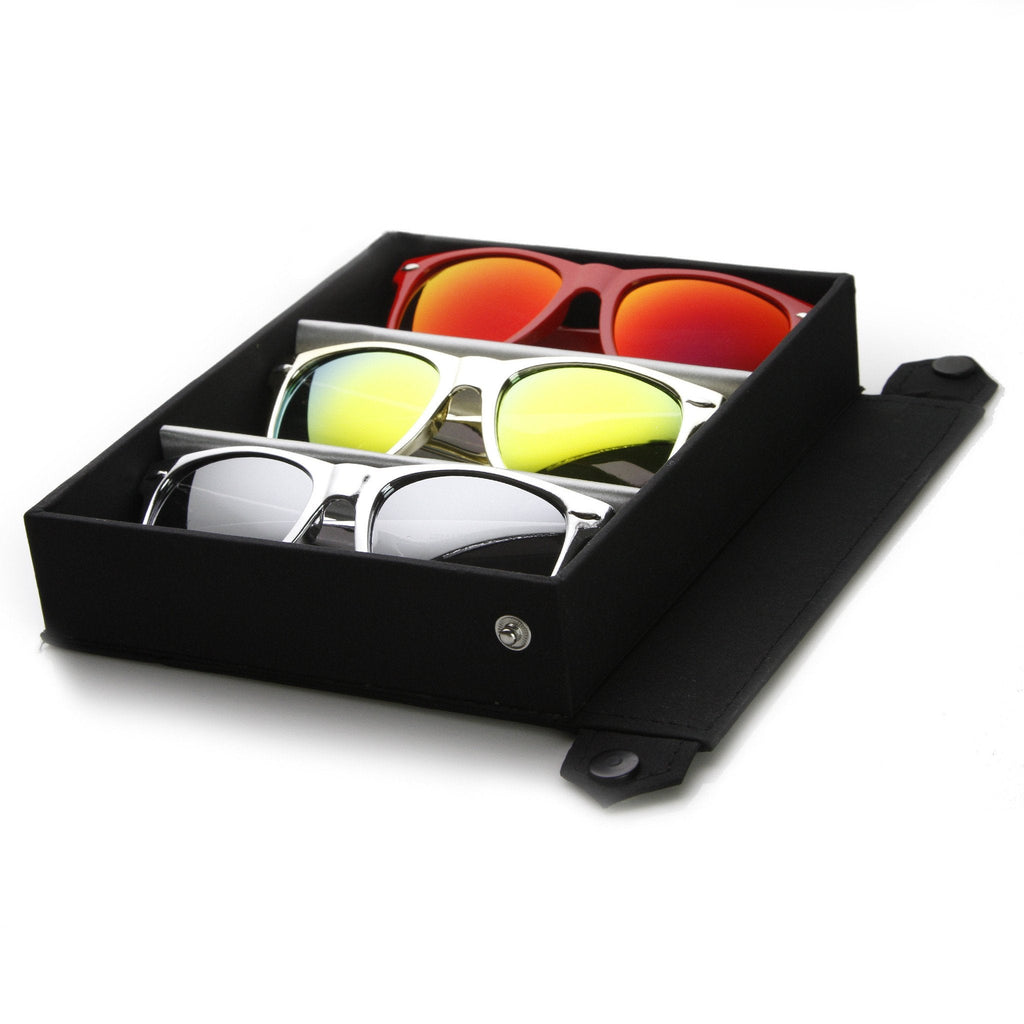 Limited Edition Flash Mirror Lens Horned Rim Sunglasses + Travel Case 8126