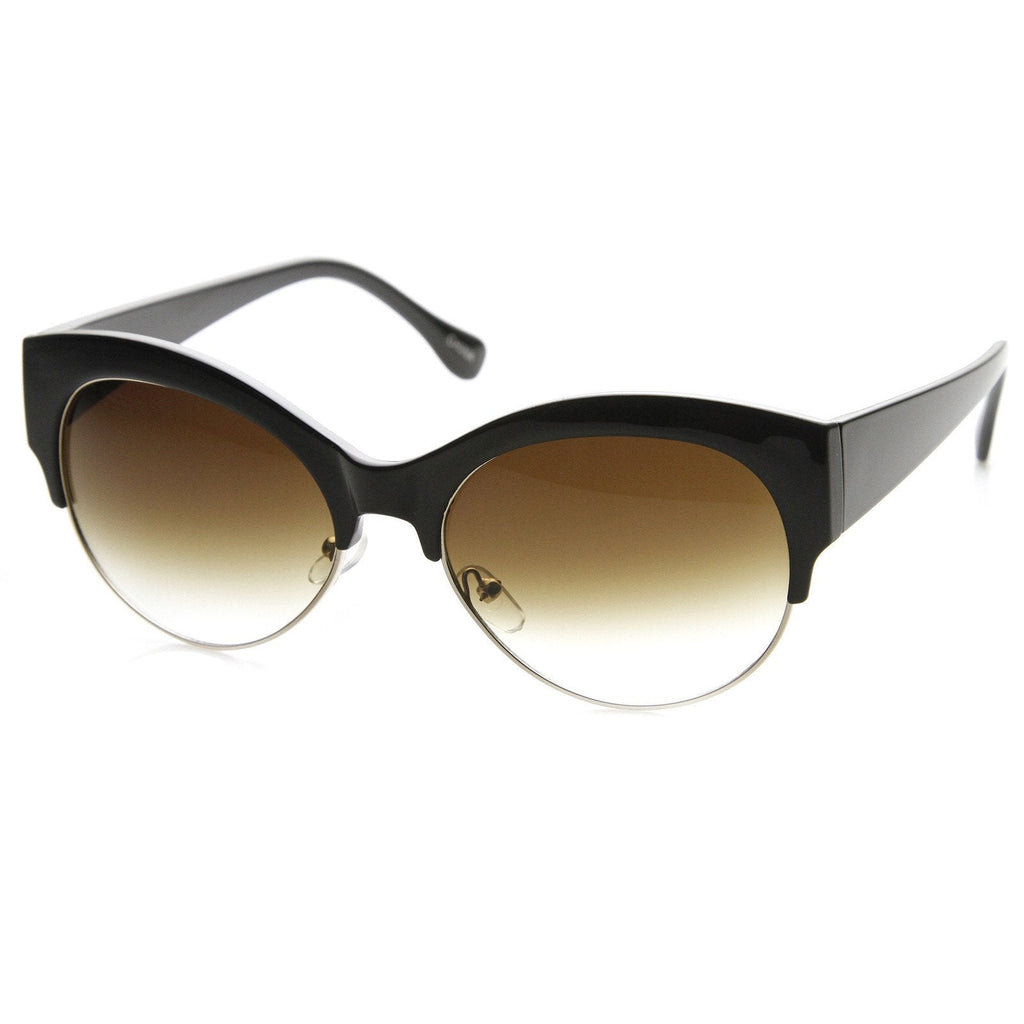Womens Oval Cat Eye Half Frame Designer Sunglasses 9116